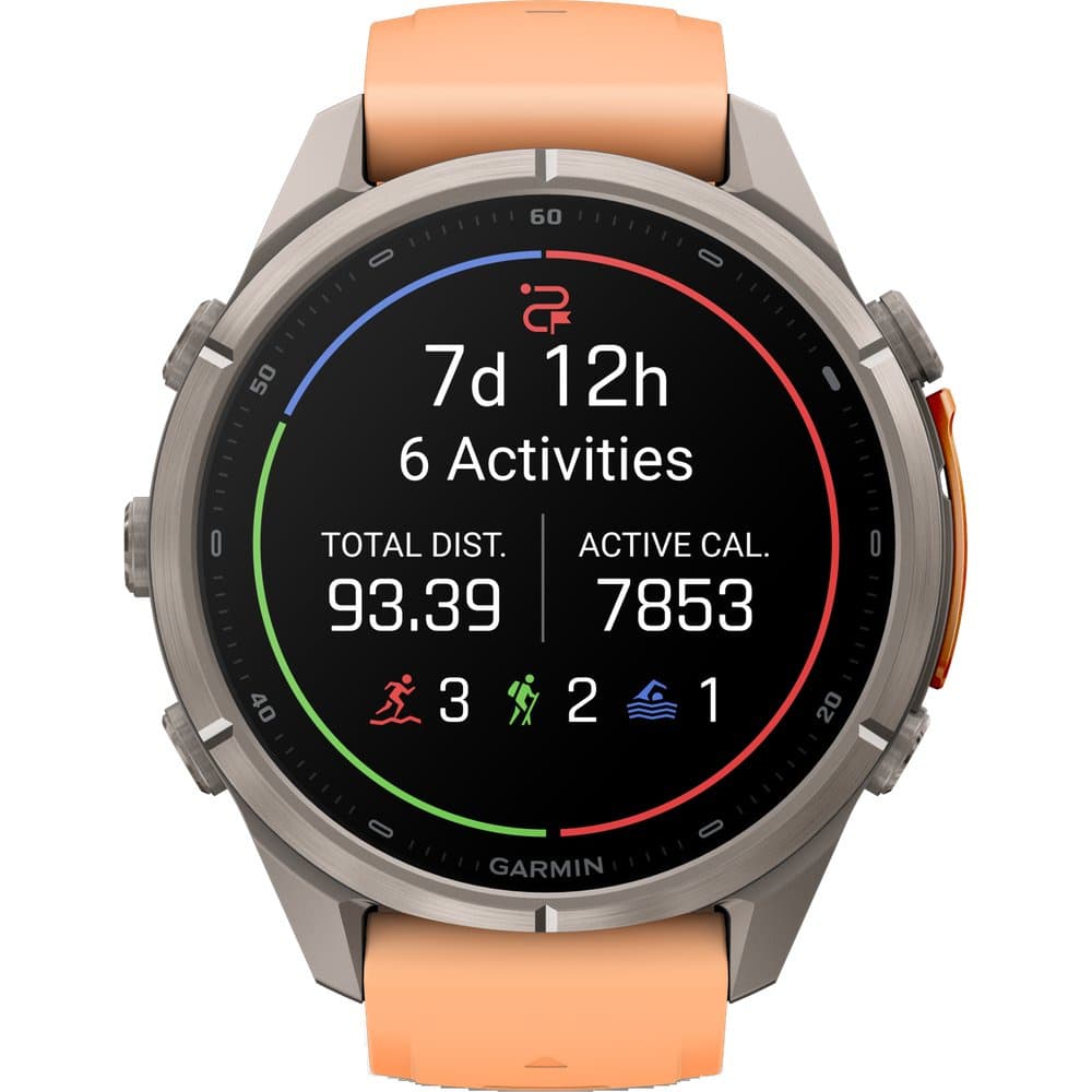 Fenix 9 Pro Inreach 43Mm Ti Smartwatch Titanium With Shell Pink/Autumn Orange Silicone Band, view: 3