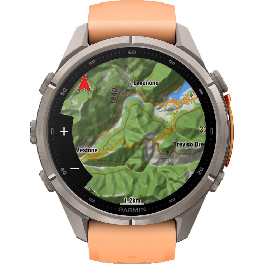 Fenix 9 Pro Inreach 43Mm Ti Smartwatch Titanium With Shell Pink/Autumn Orange Silicone Band, view: 2