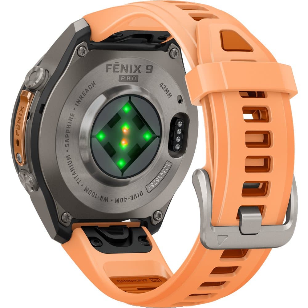 Fenix 9 Pro Inreach 43Mm Ti Smartwatch Titanium With Shell Pink/Autumn Orange Silicone Band, view: 7