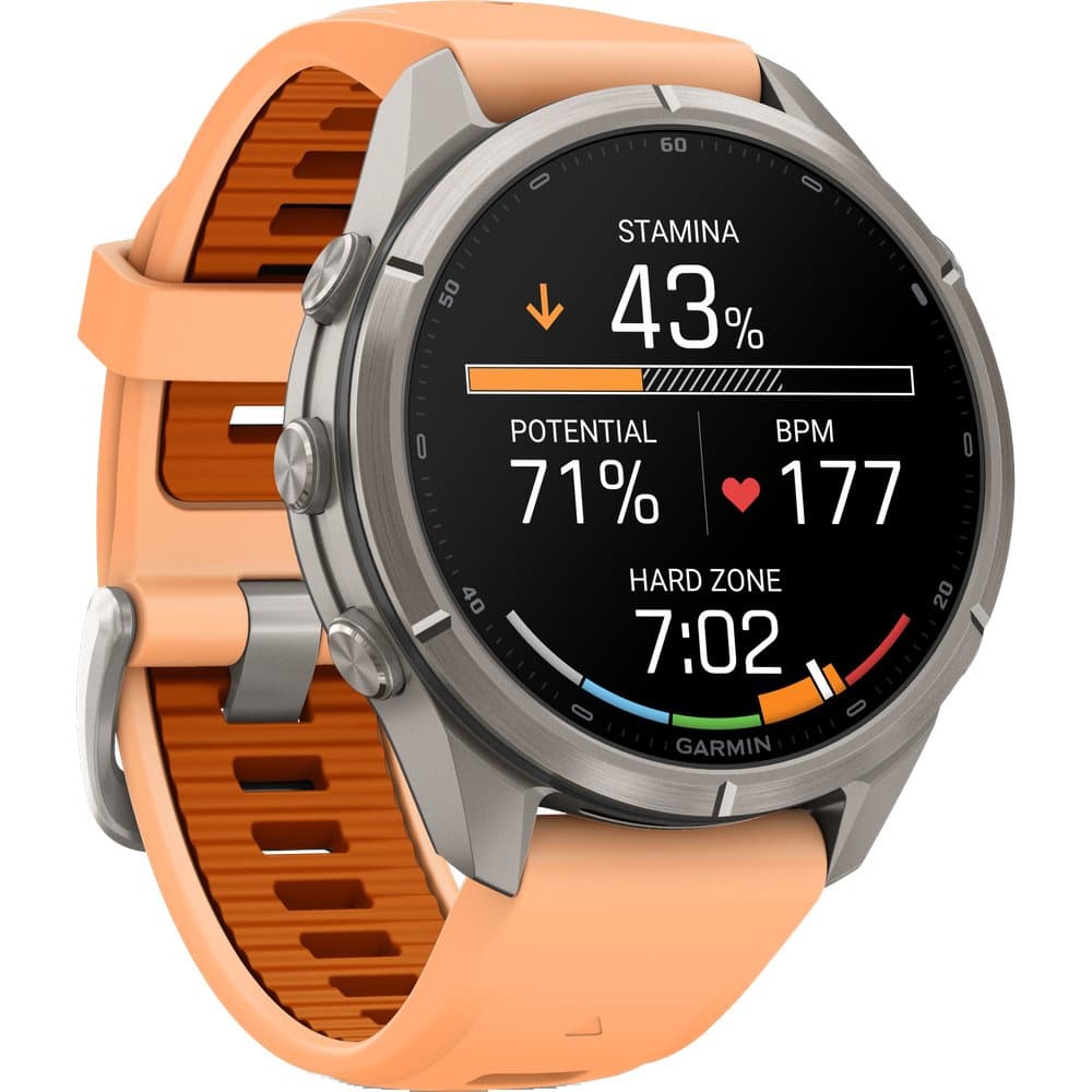 Fenix 9 Pro Inreach 43Mm Ti Smartwatch Titanium With Shell Pink/Autumn Orange Silicone Band, view: 4