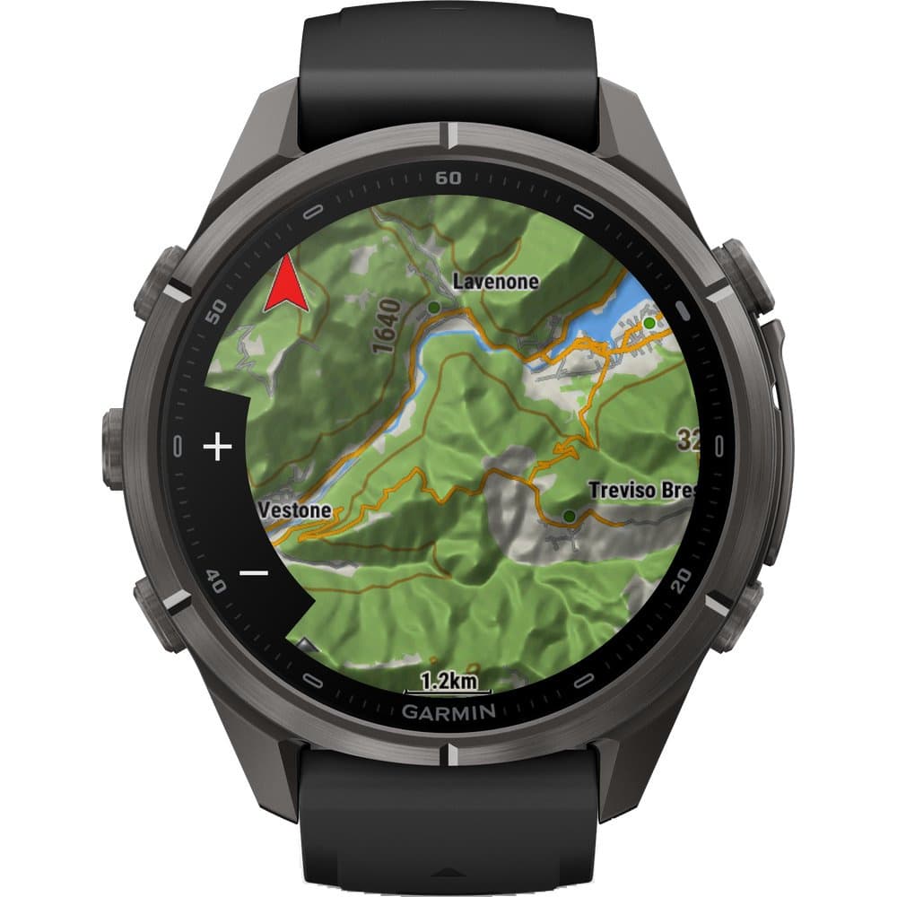 Fenix 9 Pro Inreach 43Mm Dlc Smartwatch Carbon Gray Dlc Titanium With Black/Pebble Gray Silicone Band, view: 2