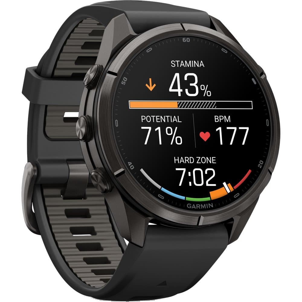 Fenix 9 Pro Inreach 43Mm Dlc Smartwatch Carbon Gray Dlc Titanium With Black/Pebble Gray Silicone Band, view: 4