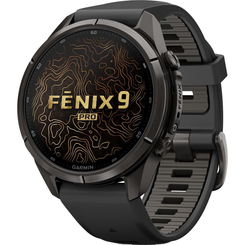 Fenix 9 Pro Inreach 43Mm Dlc Smartwatch Carbon Gray Dlc Titanium With Black/Pebble Gray Silicone Band, view: 1