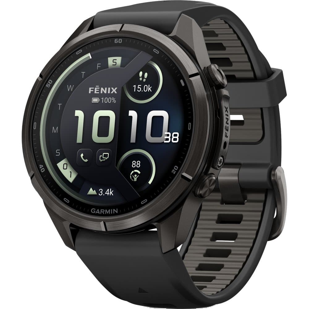 Fenix 9 Pro Inreach 43Mm Dlc Smartwatch Carbon Gray Dlc Titanium With Black/Pebble Gray Silicone Band, view: 0