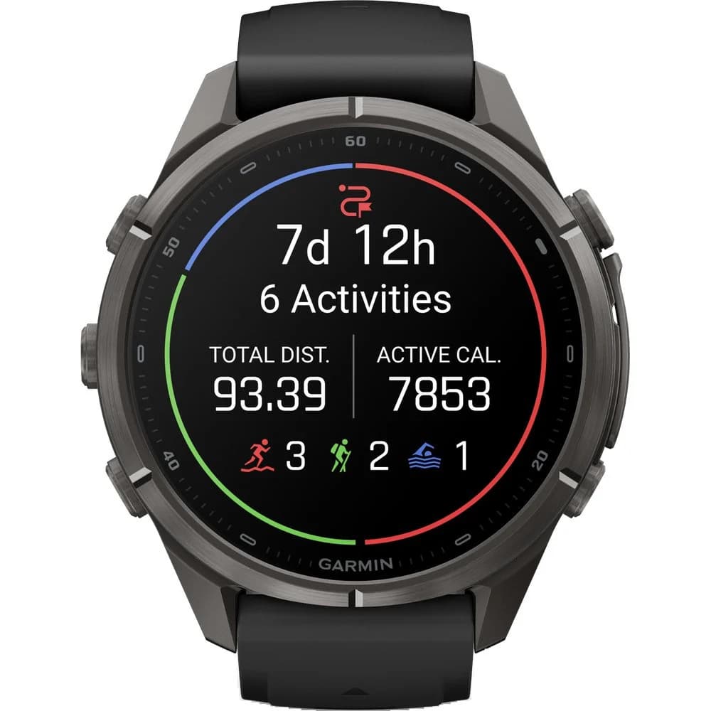Fenix 9 Pro Inreach 43Mm Dlc Smartwatch Carbon Gray Dlc Titanium With Black/Pebble Gray Silicone Band, view: 3