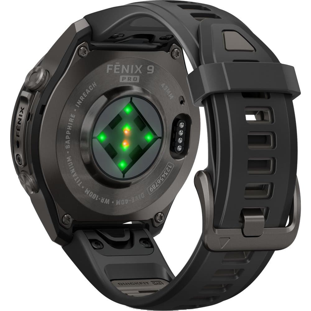 Fenix 9 Pro Inreach 43Mm Dlc Smartwatch Carbon Gray Dlc Titanium With Black/Pebble Gray Silicone Band, view: 7