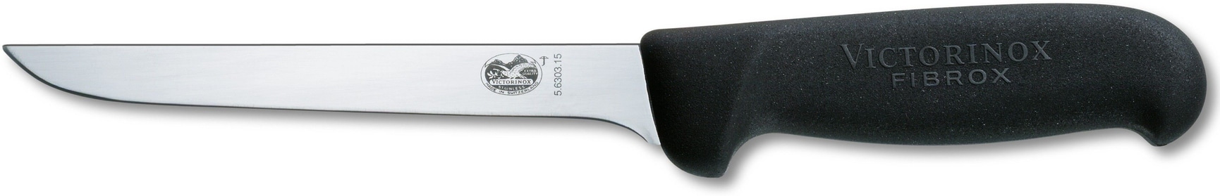 productImage: Urbeningskniv 15 cm Svart Fibrox & svängt skär, smalt blad