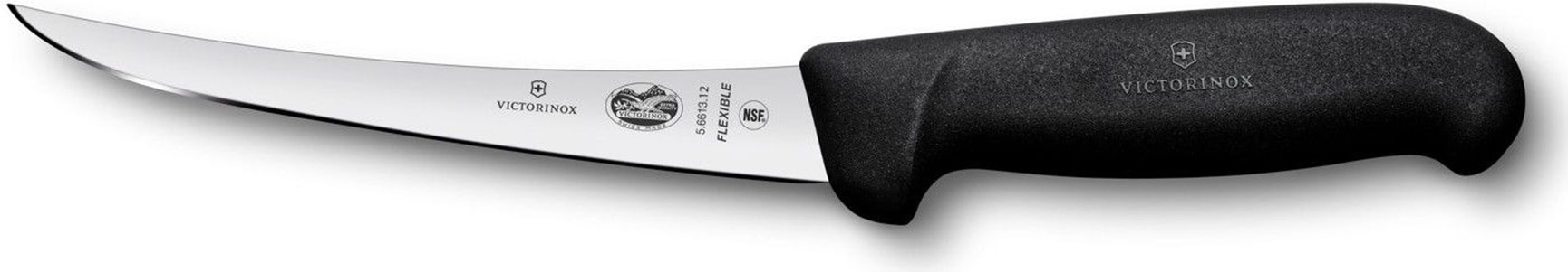 productImage: Urbeningskniv 12 cm Svart Fibrox smalt flexibelt, svängt skär