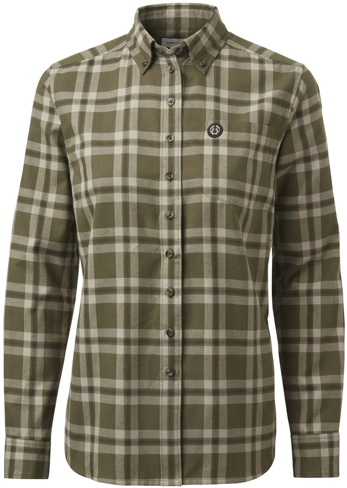 productImage: W's Teal Light Flannel Shirt Olive Green Checked