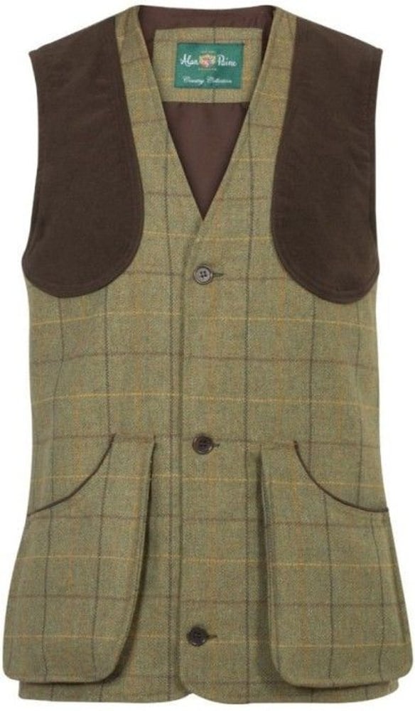 productImage: M's Rutland Tweed Shooting Waistcoat Dark Moss