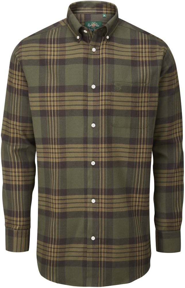 productImage: M's Ilkley Flannel Button Down Collar Shirt Olive Check