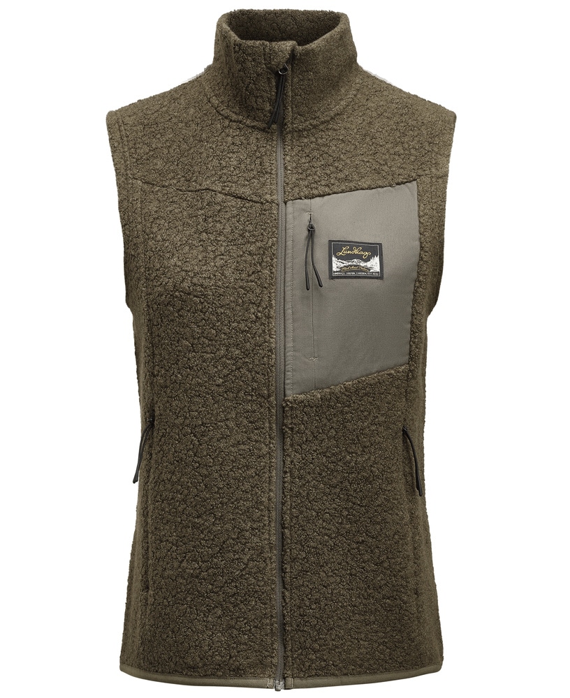 productImage: W's Flok Wool Pile Vest Forest Green