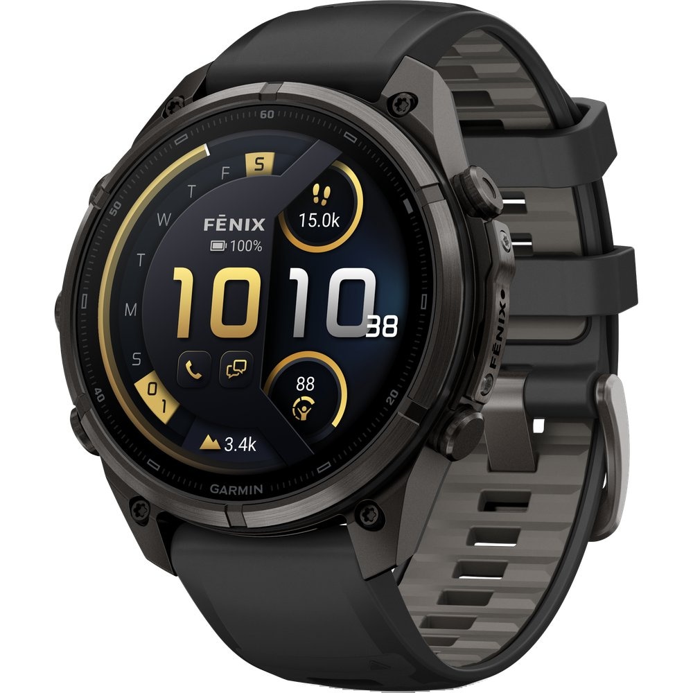 Fenix 9 Pro Inreach 47mm Dlc Smartwatch Carbon Gray Dlc Titanium With Black/Pebble Gray Silicone Band, view: 1