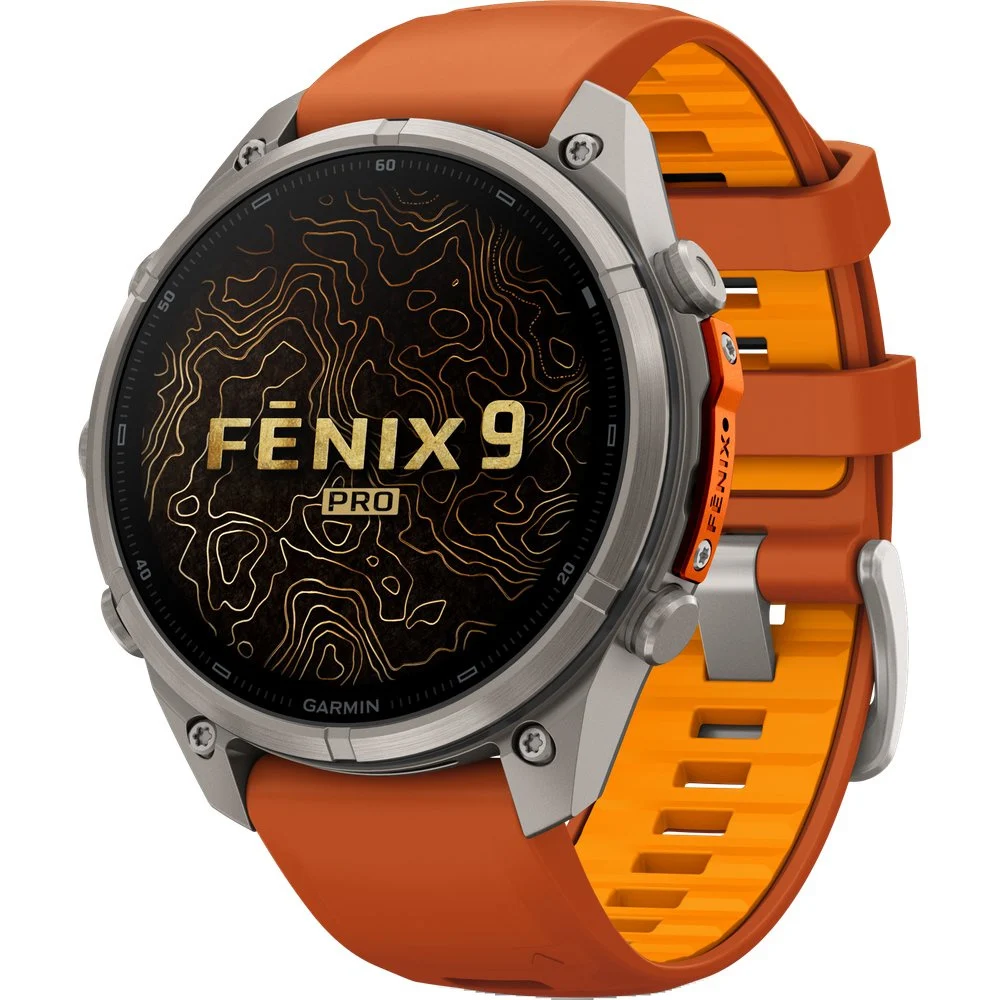 Fenix 9 Pro Inreach 47mm Ti Smartwatch Titanium With Autumn Orange/Spark Orange Silicone Band, view: 1