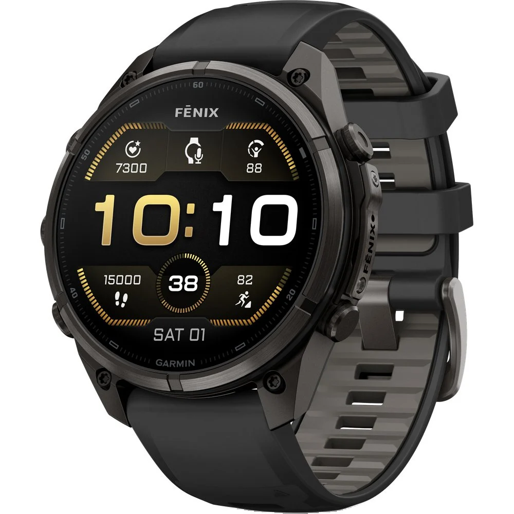 Fenix 9 Pro 47mm Dlc Smartwatch Carbon Gray Dlc Titanium With Black/Pebble Gray Silicone Band, view: 1