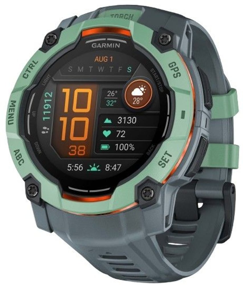 productImage: Instinct 3 50 mm AMOLED Ljusgrön med Skymningsfärgat Armband