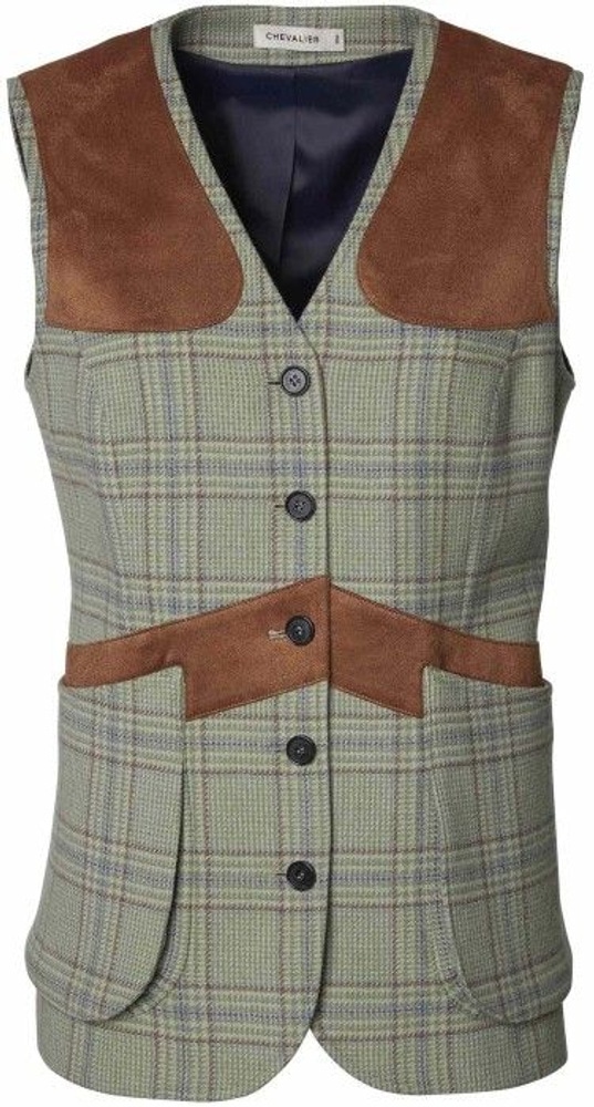 productImage: Advie Tweed Shooting Vest Women Willow Green Checked