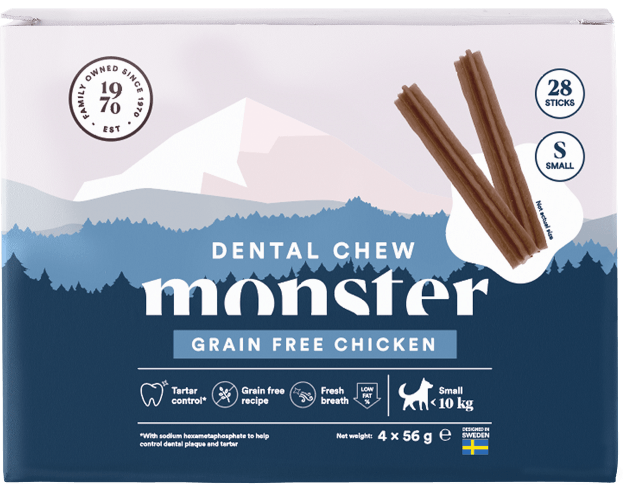 productImage: Dog Dental Chew GF Chicken S 28 st 224 g