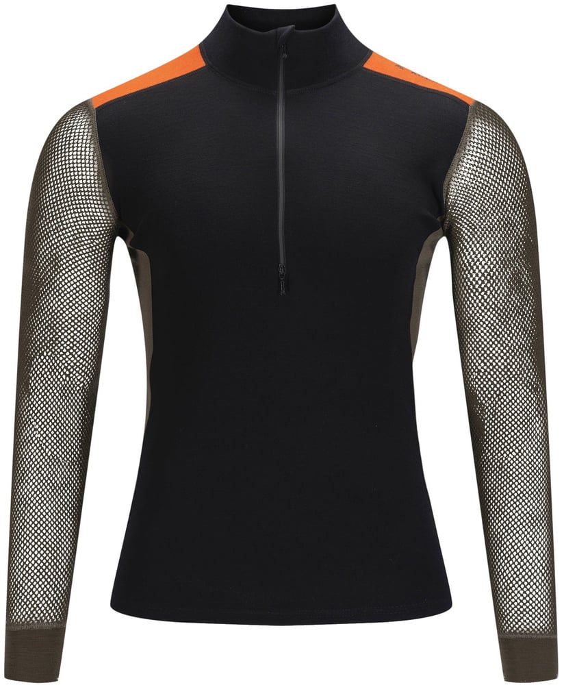 productImage: Aclima WoolNet Hybrid Mockneck M's Jet Black/Tarmac/Gold Flame