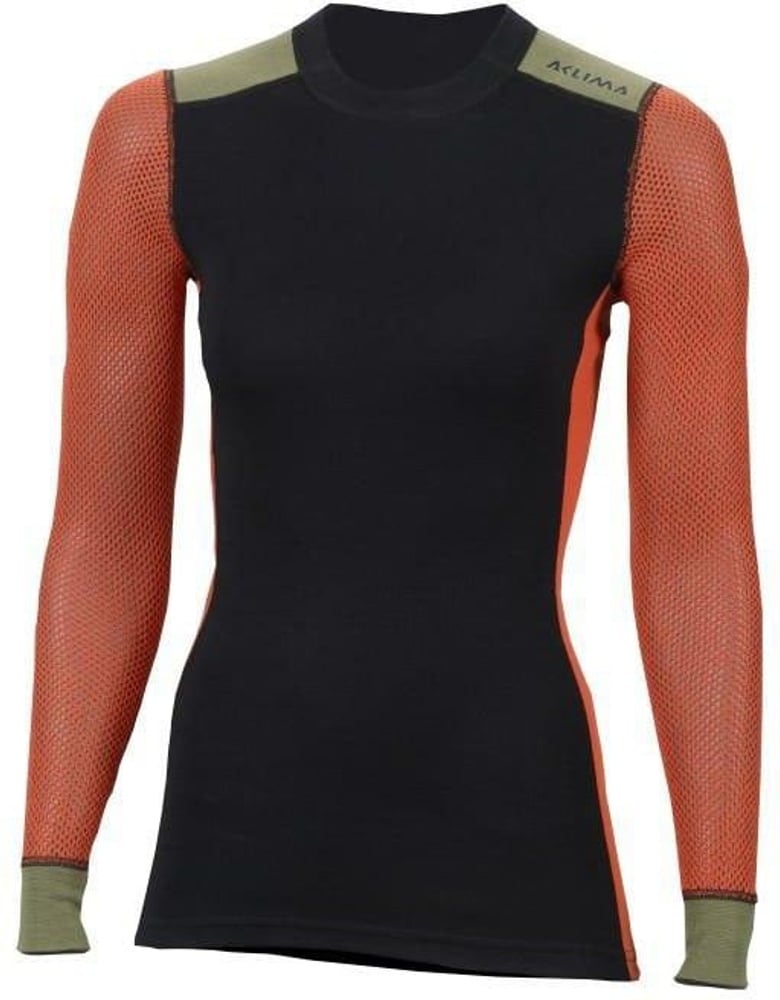 productImage: Aclima W's WoolNet Hybrid Crewneck Jet Black/Poinciana/Capulet Olive
