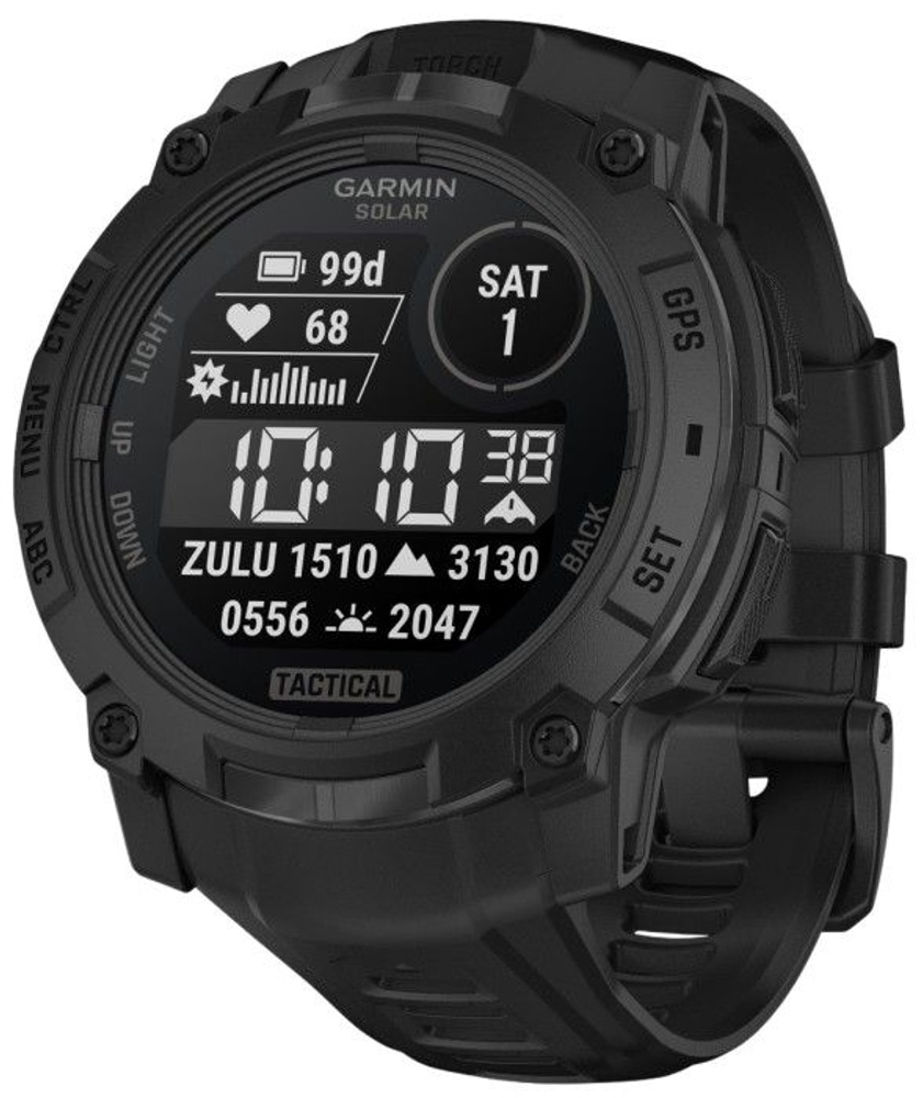 productImage: Instinct® 3 45 mm Solar Tactical Edition Svart med Svart Armband
