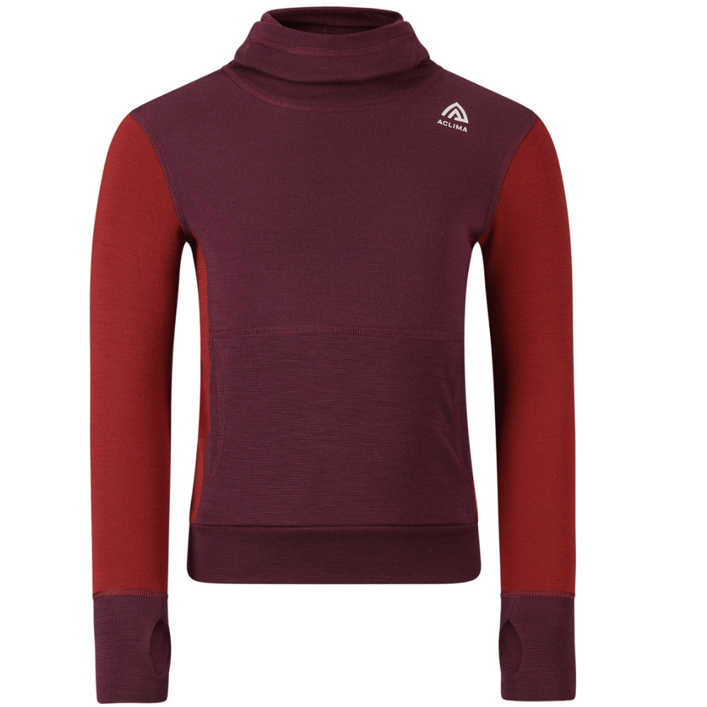 productImage: Warmwool Hoodsweater Kids Fig/Red Dahlia