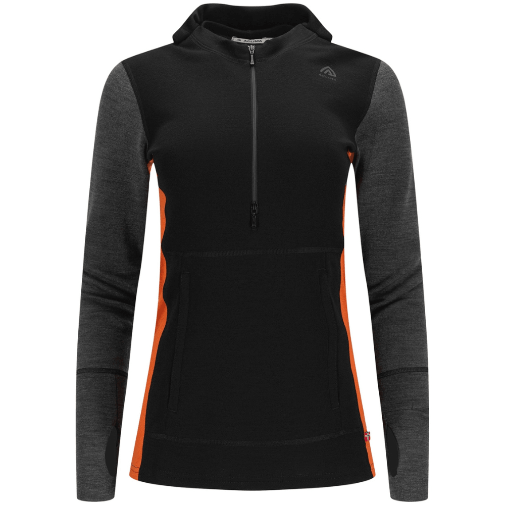 productImage: W's Warmwool Hoodsweater W/Zip Jet Black/Marengo/Gold Flame