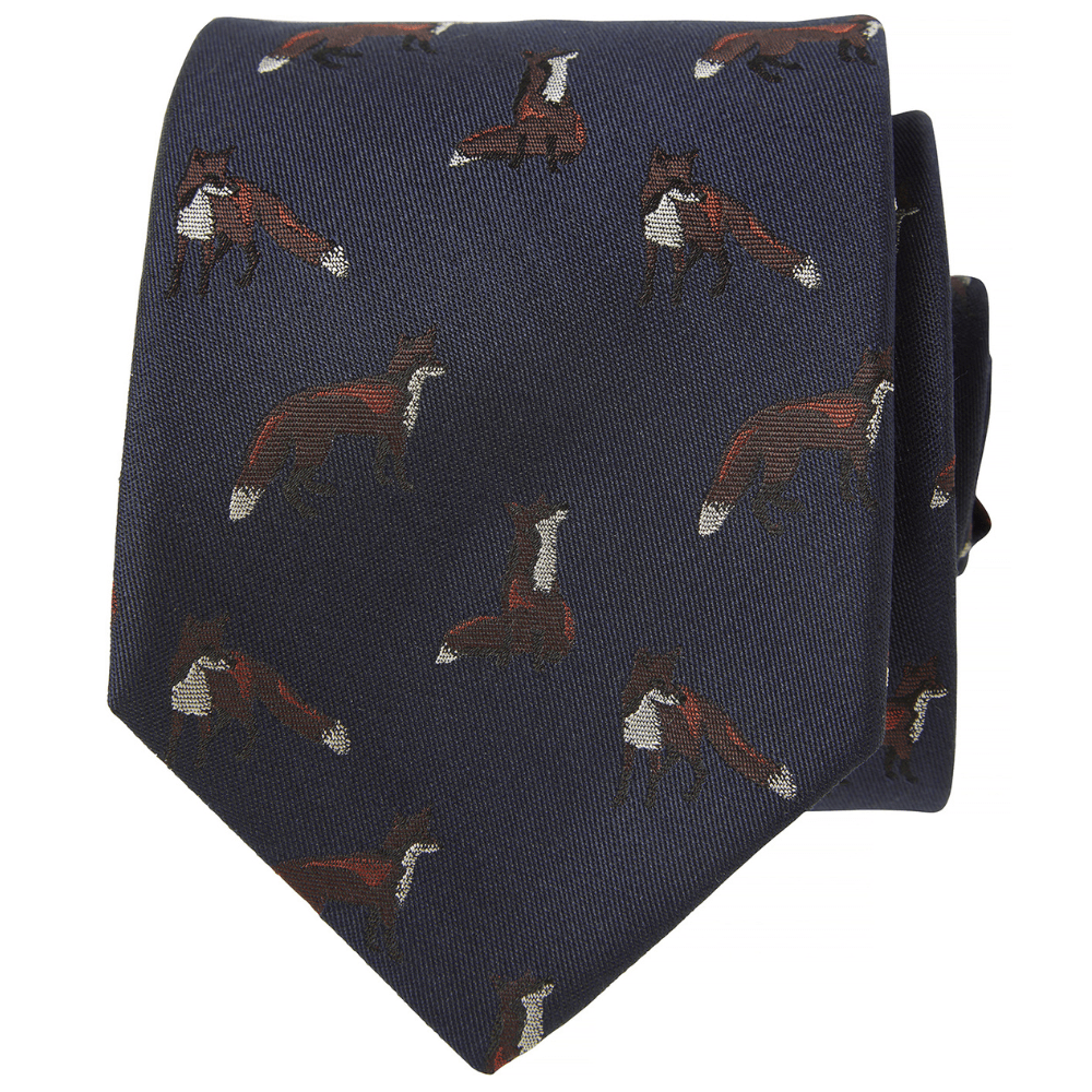 productImage: Dixter Silk Tie Dark Navy Foxes
