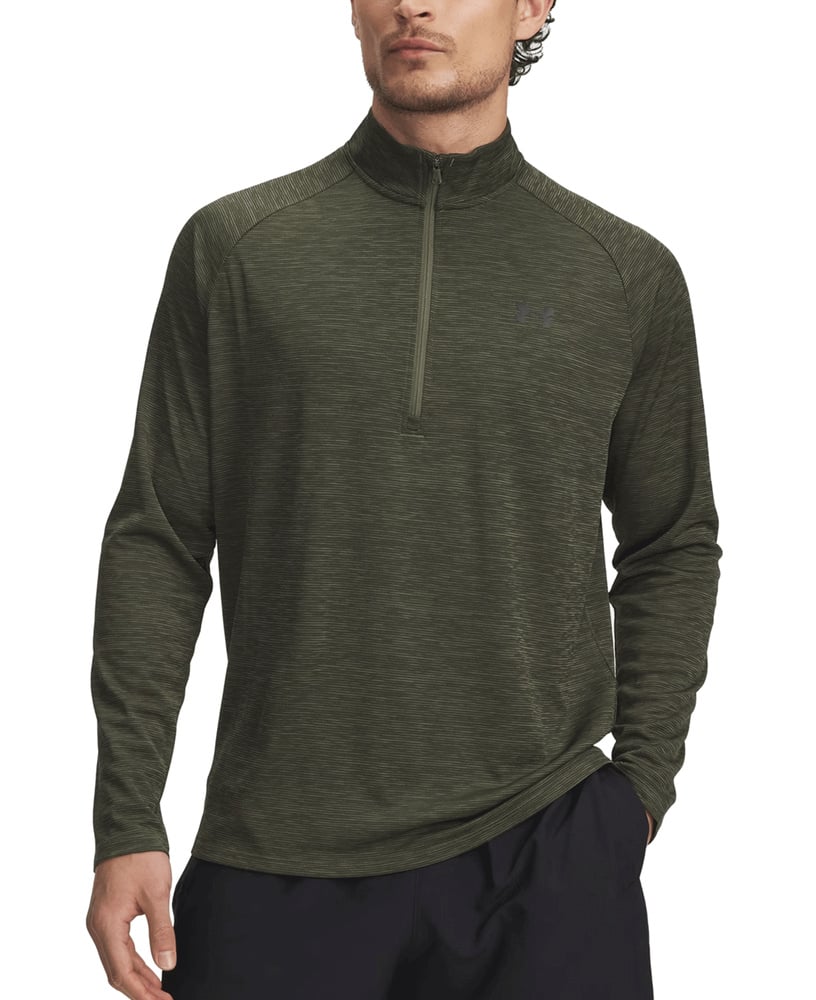 Tech Textured 1/2 Zip Marine Od Green, view: 1