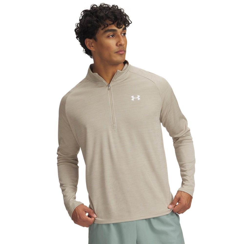Tech Textured 1/2 Zip City Khaki, view: 1