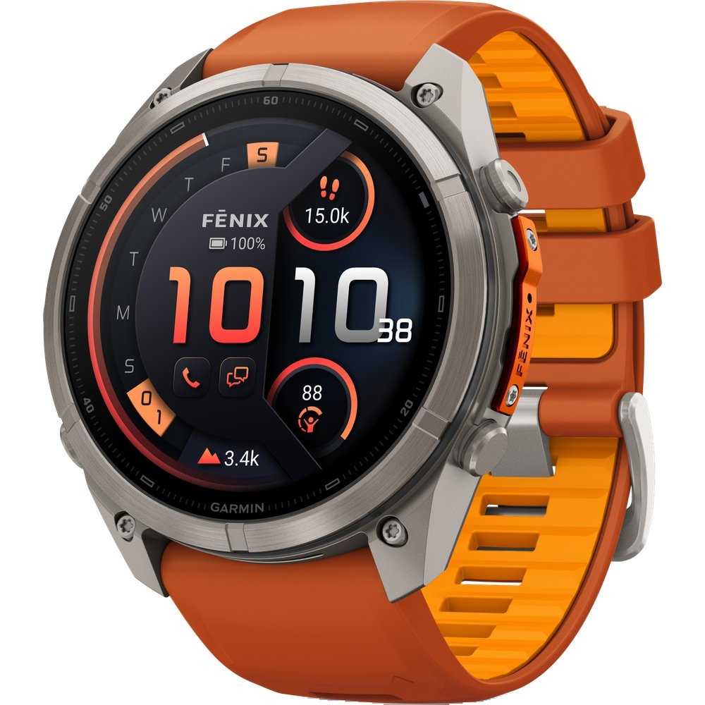 Fenix 9 Pro Inreach 51Mm Ti Smartwatch Titanium With Autumn Orange/Spark Orange Silicone Band, view: 1